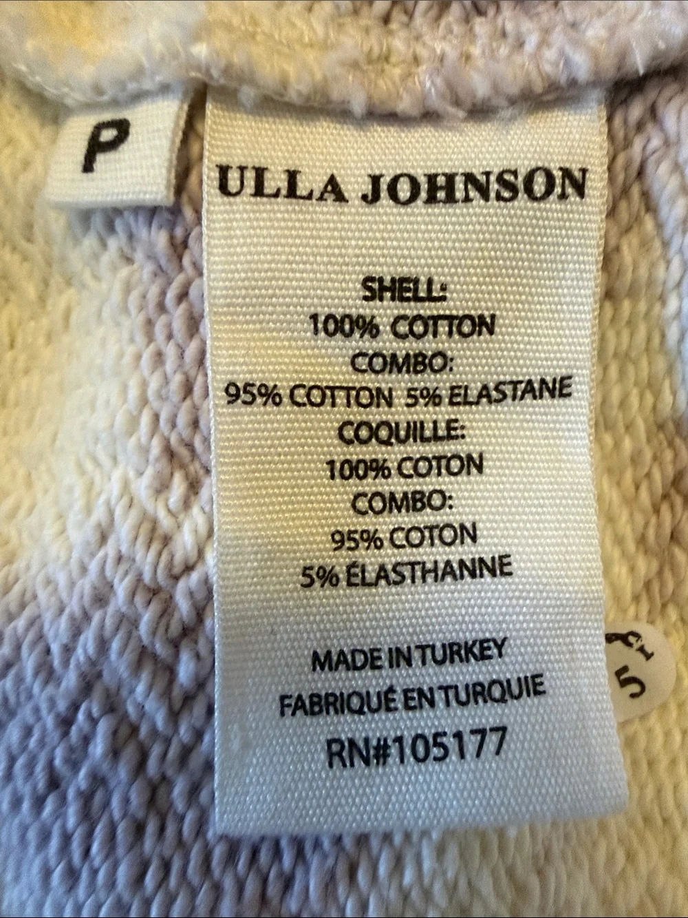ULLA JOHNSON Elliot Pullover Puff Sleeve Thistle Purple Tie Dye 100% Cotton